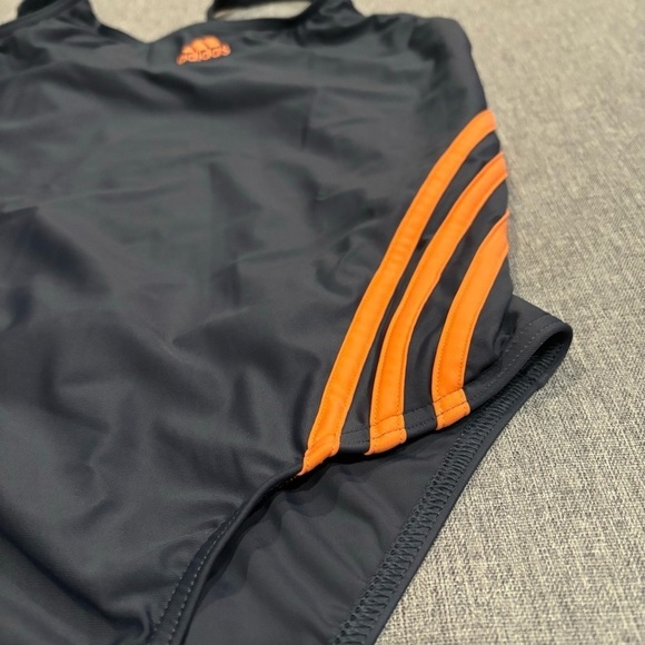 adidas Women's Standard 3-Stripes Swimsuit, Gray/Coral, Size 6 - Picture 4 of 6